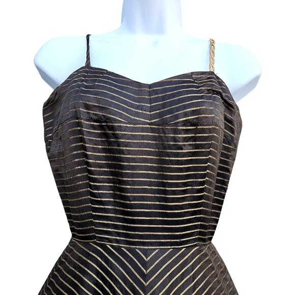 50s Egyptian Revival Black Gold Gown Full Skirt XXS Snake Chain 21" Waist - Picture 7 of 13